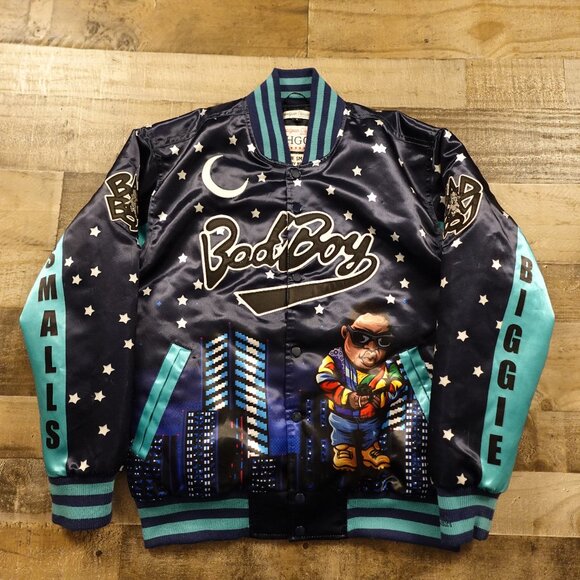 Biggie Smalls Bad Boy Records Headgear Classics Mens large Satin bomber Jacket